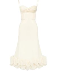 POST MERIDIEM - Draped Bodice Flounced-Hem Midi Dress - Lyst
