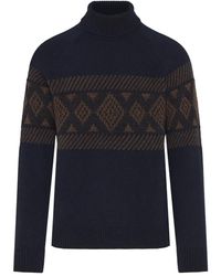 Barba Napoli - Patterned Turtleneck Sweater - Lyst