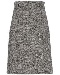 Dolce & Gabbana - Bouclé-Knit Belt-Loops Midi Skirt - Lyst
