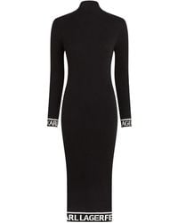 KARL LAGERFELD - Ribbed Knit Midi Dress - Lyst