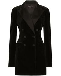 Dolce & Gabbana - Velvet Double-Breasted Blazer - Lyst