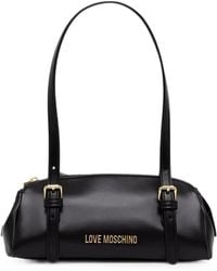 Love Moschino - Buckle-Detail Logo-Plaque Shoulder Bag - Lyst