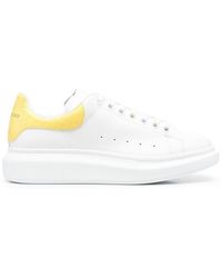 Alexander McQueen - White Oversize Sneakers With Yellow Crocodile Effect Spoiler - Lyst