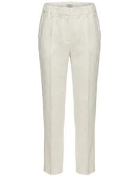 Brunello Cucinelli - Elasticated-Waistband Linen Trousers - Lyst