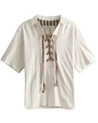 Ziggy Chen - Lace-Up Short-Sleeve Shirt - Lyst
