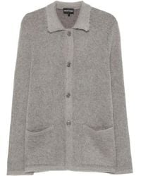 Emporio Armani - Brushed-Knit Button-Up Cardigan - Lyst