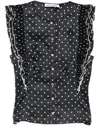 Self-Portrait - Polka Dot Frill Top - Lyst