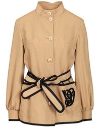 Valentino Garavani - Belted Embroidered Jacket - Lyst