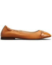 Tod's - T-plaque Leather Ballerina Shoes - Lyst