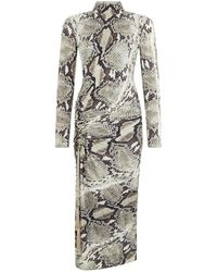 Roberto Cavalli - Python-Print Ruched Midi Day Dress - Lyst
