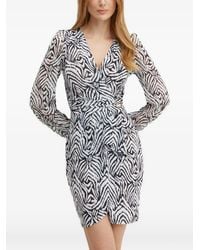 Morgan - Zebra-Print Wrap-Style Mini Dress - Lyst