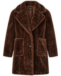 BOSS - Teddy Coat With Adjustable Collar - Lyst