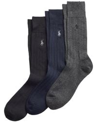 Polo Ralph Lauren - Logo-Embroidered Ribbed Socks (Set Of Three) - Lyst