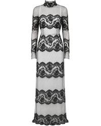 Dolce & Gabbana - Floral-Lace Polka-Dot Maxi Dress - Lyst