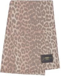 Ganni - Gerippter Schal Mit Leopardenmuster - Lyst
