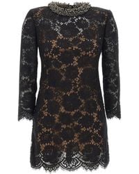 Self-Portrait - Lace Long Sleeve Mini Dress - Lyst