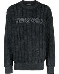 Versace - Greca Cable-Knit Jumper - Lyst