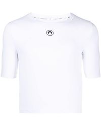 Marine Serre - Camiseta corta con logo bordado - Lyst