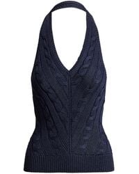 Ralph Lauren - Cable-Knit Halterneck Top - Lyst