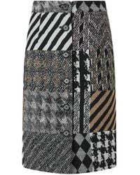 Moschino - Patchwork Button-Front Midi Skirt - Lyst