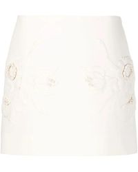 Valentino Garavani - Floral-Embroidered Mini Skirt - Lyst
