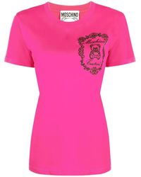 Moschino - Flocked-Teddy Logo T-Shirt - Lyst