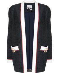 Edward Achour Paris Tweed Mittellanger Mantel in Weiß Damen Bekleidung Mäntel Lange Jacken und Winterjacken 
