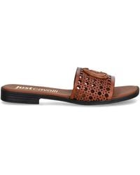 Just Cavalli - Laser-Cut Logo-Plaque Sandals - Lyst