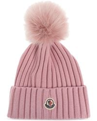 Moncler - Ribbed-Knit Pompom Beanie Hat - Lyst