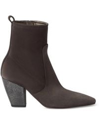 Brunello Cucinelli - Suede Ankle Boots With Precious Heel - Lyst