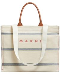 Marni - Canvas-Shopper mit Logo-Stickerei - Lyst