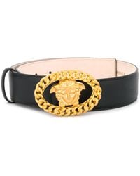 Versace Cinturón con hebilla de Medusa con cadena - Negro