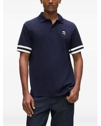KARL LAGERFELD - Ikon Striped-Sleeve Cotton Polo Shirt - Lyst
