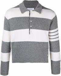 Thom Browne - Rugby Stripe Polo Cashmere Sweater - Lyst