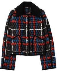 Burberry - Cropped Belt Check Quilted Floriston Jacket - Lyst