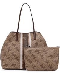 Guess - Borsa Tote Victoria A Righe Con Monogramma - Lyst
