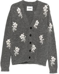 Jil Sander - Floral-Intarsia V-Neck Cardigan - Lyst