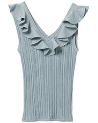 Zimmermann - Ruffled Ribbed-Knit Top - Lyst