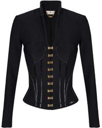 Elisabetta Franchi - Jacke mit Corsage-Detail - Lyst