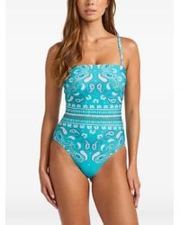 Seafolly - Drift Club Paisley-Print Bandeau Swimsuit - Lyst