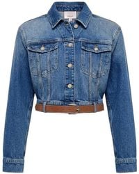 Cinq À Sept - Graciel Belted Cropped Denim Jacket - Lyst