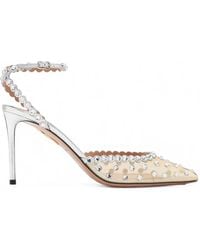 Aquazzura - Crystal-Embellished Mesh Pumps - Lyst