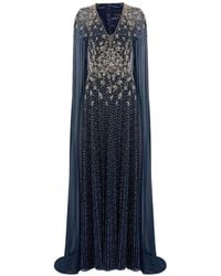 Jenny Packham - Star-Embellished Cape-Design Maxi Dress - Lyst