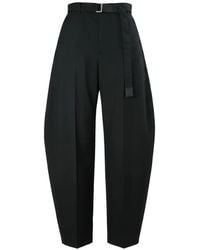 Sacai - Belted Pleated Trousers - Lyst