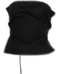 MSGM - Lace-Trim Tie-Fastening Top - Lyst