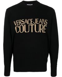 Versace - Crew Neck Knitted Logo Sweater - Lyst