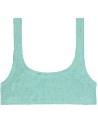 MC2 Saint Barth - Naima Bralette Bikinitop Van Watergroene Gekreukte Stof - Lyst
