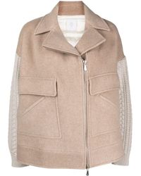 Eleventy - Notched-lapels Contrast-fabric Sleeve Jacket - Lyst