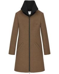 Courreges - Houndstooth-Pattern High-Collar Coat - Lyst