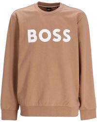 BOSS - Flocked-Logo Cotton Sweatshirt - Lyst